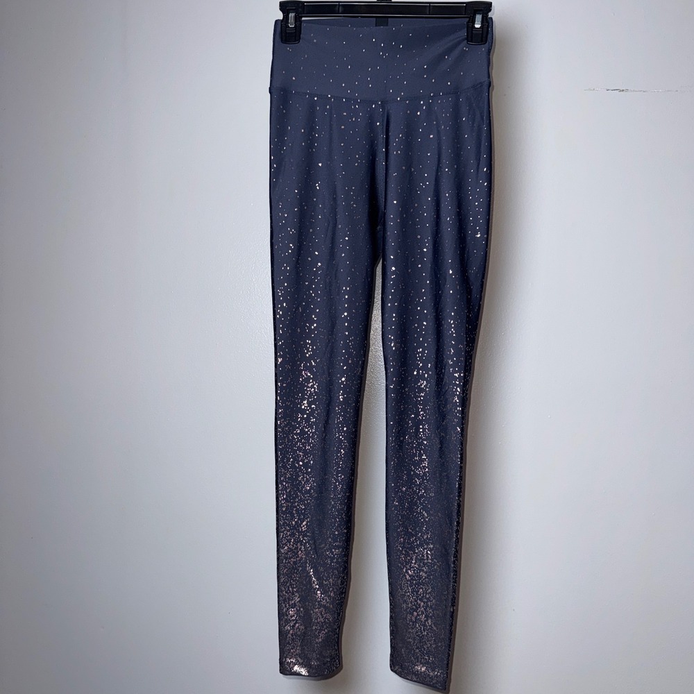 Peloton Womens Navy Rose Gold Metallic Speckle High Rise Leggings Size Medium